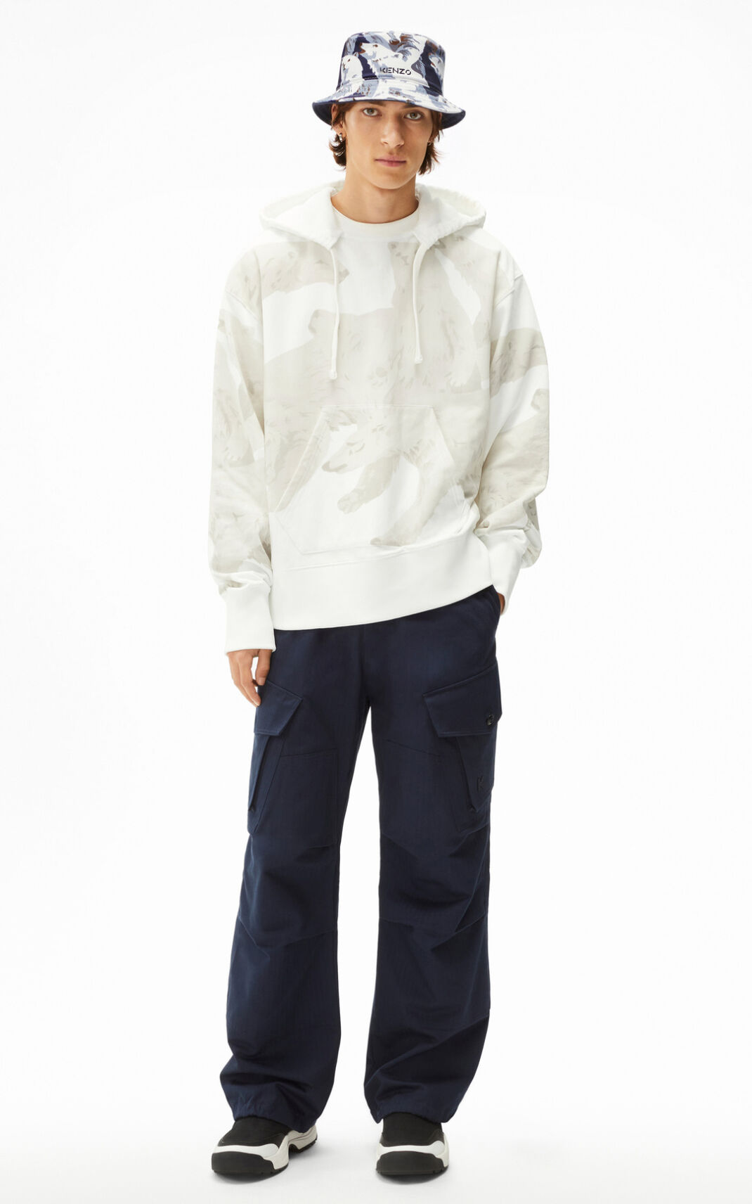 Kenzo The Invierno Capsule Polar Bear oversize Sudaderas Con Capucha Hombre Blancas | 1534870-QK